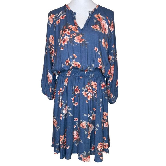 torrid Dresses & Skirts - Torrid Blue Floral Smocked Waist V-Neck Mini Dress Plus Size 2X Cottagecore